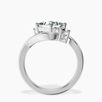 14kt White Gold Three Stone Crest Lab Diamond Ring side right image one