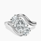 14kt White Gold Three Stone Crest Lab Diamond Ring front image