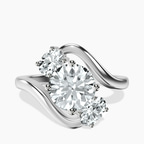 10kt White Gold Three Stone Crest Lab Diamond Ring front image