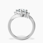 10kt White Gold Three Stone Crest Lab Diamond Ring side right image one