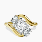 10kt Yellow Gold Three Stone Crest Lab Diamond Ring front image