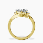 10kt Yellow Gold Three Stone Crest Lab Diamond Ring side right image one