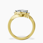 10kt Yellow Gold Three Stone Crest Lab Diamond Ring side right image one