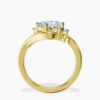 10kt Yellow Gold Three Stone Crest Lab Diamond Ring side right image one