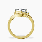 10kt Yellow Gold Three Stone Crest Lab Diamond Ring side right image one
