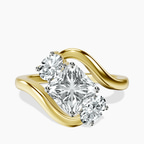 10kt Yellow Gold Three Stone Crest Lab Diamond Ring front image
