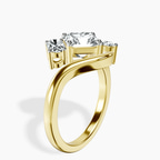 10kt Yellow Gold Three Stone Crest Lab Diamond Ring standing product image one