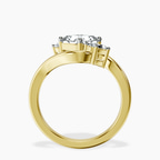 10kt Yellow Gold Three Stone Crest Lab Diamond Ring side right image one