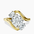 9ct Yellow Gold Three Stone Crest Lab Diamond Ring front image