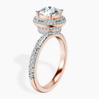 18kt Rose Gold Amarya Secret Double Halo Lab Diamond Ring standing product image one