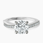 14kt White Gold Twisted Vine Lab Diamond Ring front image