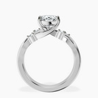 2.99 ct. oval Twisted Blossom Ring in 18kt white gold side right image one
