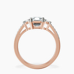 18kt Rose Gold Trilogy Three Stone Lab Diamond Ring side right image one