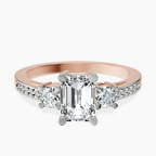 9ct Rose Gold Trilogy Three Stone Lab Diamond Ring front image