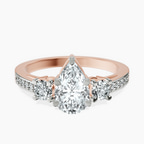 18kt Rose Gold Trilogy Three Stone Lab Diamond Ring front image