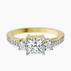 18ct Yellow Gold Trilogy Three Stone Lab Diamond Ring front image