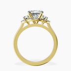 18kt Yellow Gold Swirl Three Stone Halo Lab Diamond Ring side right image one