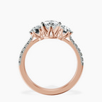 14ct Rose Gold Tiara Three stone Lab Diamond Ring side right image one