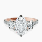 14kt Rose Gold Tiara Three stone Lab Diamond Ring front image