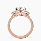 9ct Rose Gold Tiara Three stone Lab Diamond Ring side right image one