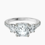 Platinum Tiara Three stone Lab Diamond Ring front image