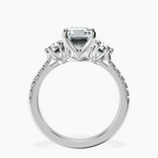 Platinum Tiara Three stone Lab Diamond Ring side right image one