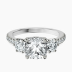 Platinum Tiara Three stone Lab Diamond Ring front image