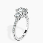 Platinum Tiara Three stone Lab Diamond Ring standing product image one