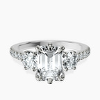 Platinum Tiara Three stone Lab Diamond Ring front image