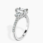 Platinum Tiara Three stone Lab Diamond Ring standing product image one