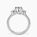 Platinum Tiara Three stone Lab Diamond Ring side right image one