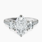 Platinum Tiara Three stone Lab Diamond Ring front image