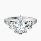 Platinum Tiara Three stone Lab Diamond Ring front image