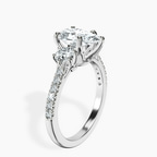 Platinum Tiara Three stone Lab Diamond Ring standing product image one