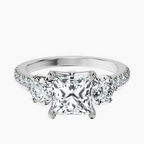 Platinum Tiara Three stone Lab Diamond Ring front image
