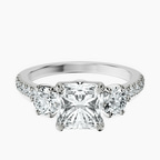 Platinum Tiara Three stone Lab Diamond Ring front image