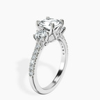 Platinum Tiara Three stone Lab Diamond Ring standing product image one