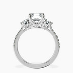 Platinum Tiara Three stone Lab Diamond Ring side right image one