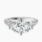 14kt White Gold Tiara Three stone Lab Diamond Ring front image