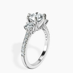 14kt White Gold Tiara Three stone Lab Diamond Ring standing product image one