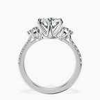 14kt White Gold Tiara Three stone Lab Diamond Ring side right image one