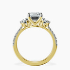 14ct Yellow Gold Tiara Three stone Lab Diamond Ring side right image one