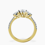 1.39 ct. marquise Tiara Three Stone Ring in 14kt yellow gold side right image one