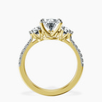 9ct Yellow Gold Tiara Three stone Lab Diamond Ring side right image one