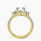 9ct Yellow Gold Tiara Three stone Lab Diamond Ring side right image one