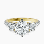 10kt Yellow Gold Tiara Three stone Lab Diamond Ring front image