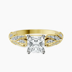 14ct Yellow Gold Vintage Willow Lab Diamond Ring front image