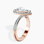 2.81 ct. pear Kathrine Halo Ring in 10kt rose gold standing product image one