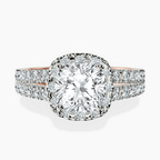 14kt Rose Gold Luna Split Shank Halo Lab Diamond Ring front image