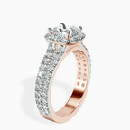 14kt Rose Gold Luna Split Shank Halo Lab Diamond Ring standing product image one